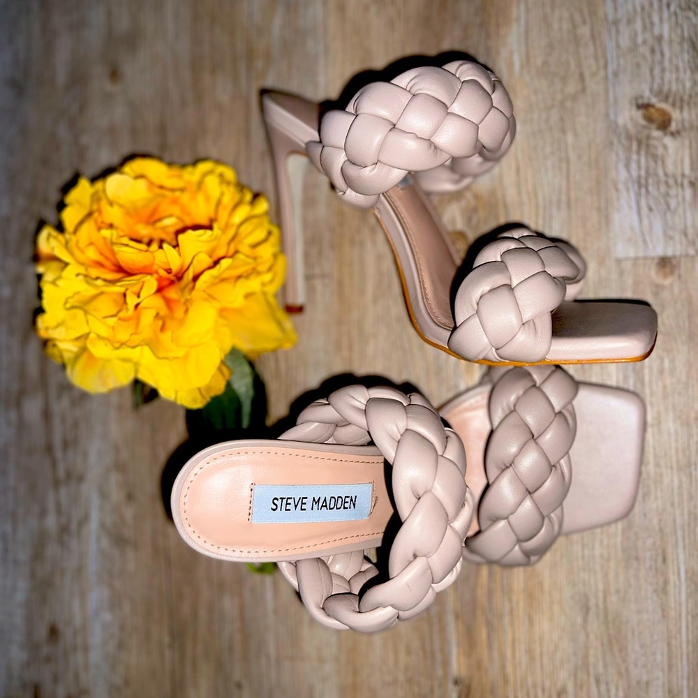 STEVE MADDEN KENLEY TAUPE Thick braided heels
